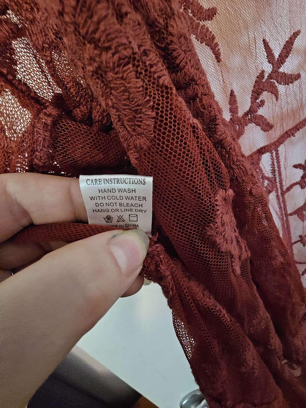 Boho Long Lace Kimono- Burgundy - Picture 8 of 9